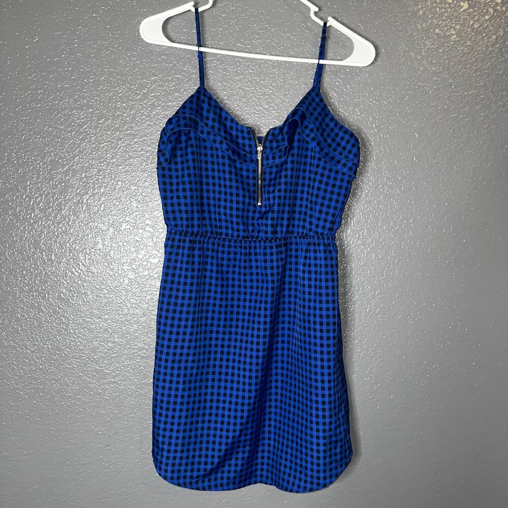 Roxy Blue Black Checkered Slip Dress Women’s XS Adjustable Strap Casual
